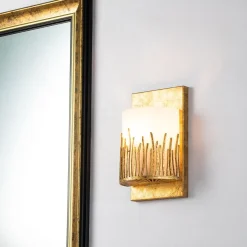 Wyrafinowany kinkiet Sawgrass - 1 źródło światła - Płatkowe złoto (QN-SAWGRASS-WU-DG-O) - Quintiesse