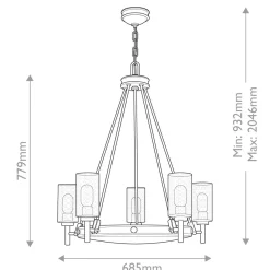 Żyrandol Collier - 5 źródeł światła - Zgaszona czerń (HK-COLLIER5-BX) - Elstead Lighting