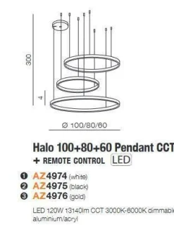 Żyrandol HALO PENDANT 100+80+60 CCT GO + REMOTE CONTROL (AZ4976) - Azzardo