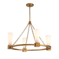 Żyrandol Kristy - 4 źródła światła - Przecierane złoto (KRISTY4-DG-OPAL) - Elstead Lighting