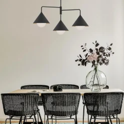 Żyrandol Remyck - 3 źródła światła - Matowa czerń (ALM-REMYCK3-BK) - Elstead Lighting