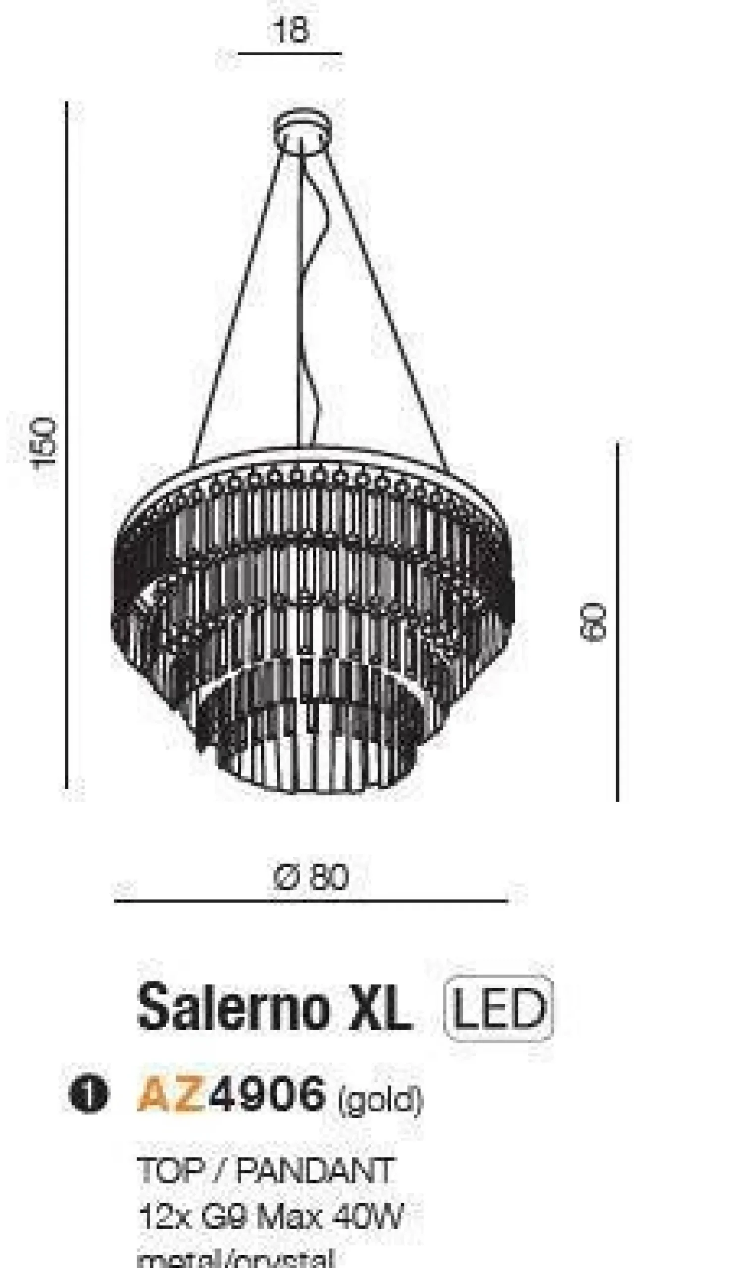 Żyrandol SALERNO XL GO (AZ4906) - Azzardo