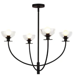 Żyrandol Sylvia - 4 źródła światła - Matowa czerń (ALM-SYLVIA4-BK-CL) - Elstead Lighting