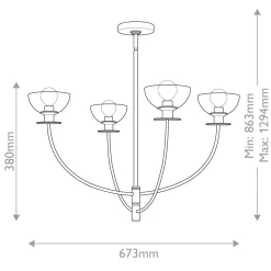 Żyrandol Sylvia - 4 źródła światła - Matowa czerń (ALM-SYLVIA4-BK-CL) - Elstead Lighting
