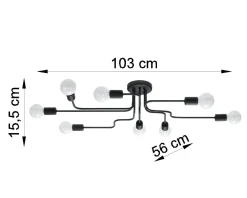 Żyrandol VECTOR 8 czarny (SL.1448) - Sollux Lighting