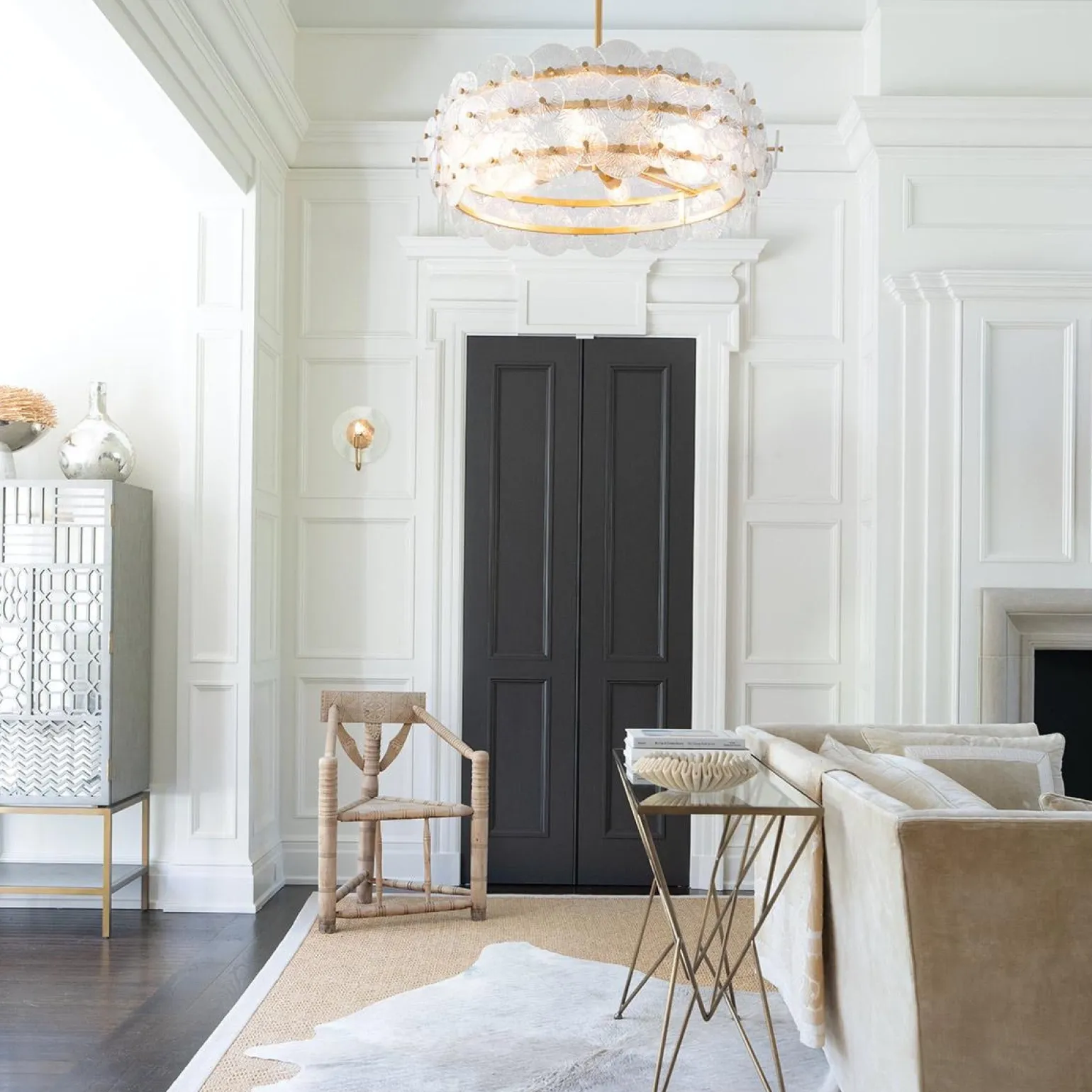 Żyrandol w stylu art Deco Rene - 6 źródeł światła - Przecierany mosiądz (QN-RENE-6P-DSB) - Quintiesse