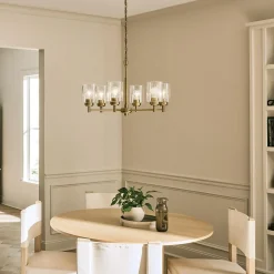 Żyrandol Winslow - 6 źródeł światła - Naturalny mosiądz (KL-WINSLOW6-NBR) - Elstead Lighting