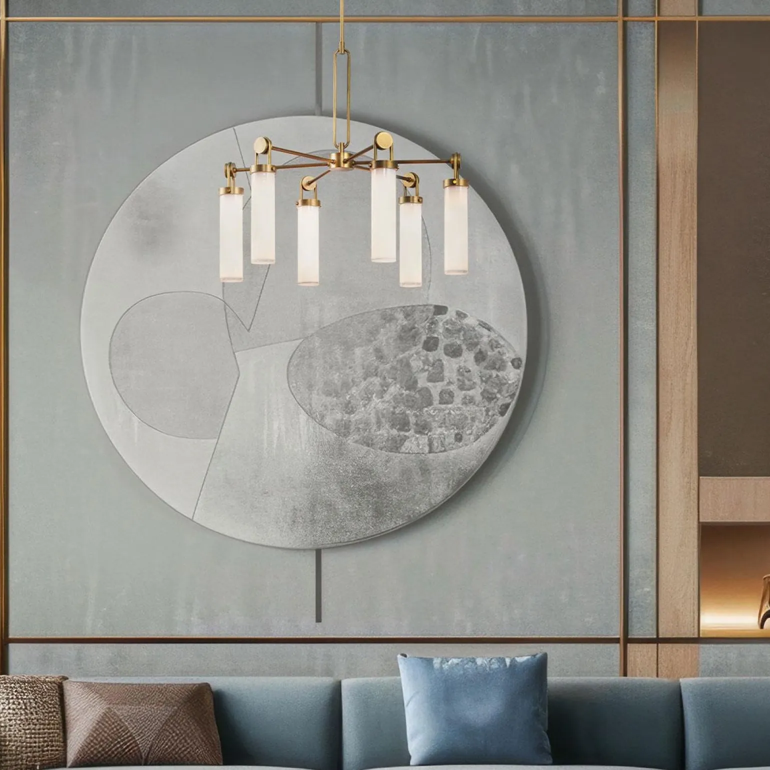 Żyrandol Wynwood - 6 źródeł światła - Vintage mosiądz (QN-WYNWOOD6-VBS) - Quintiesse