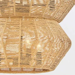 Żyrandol z rattanu Luca - 10 źródeł światła - karmelowy beż (QN-LUCA-10P-BK-CAM) - Quintiesse