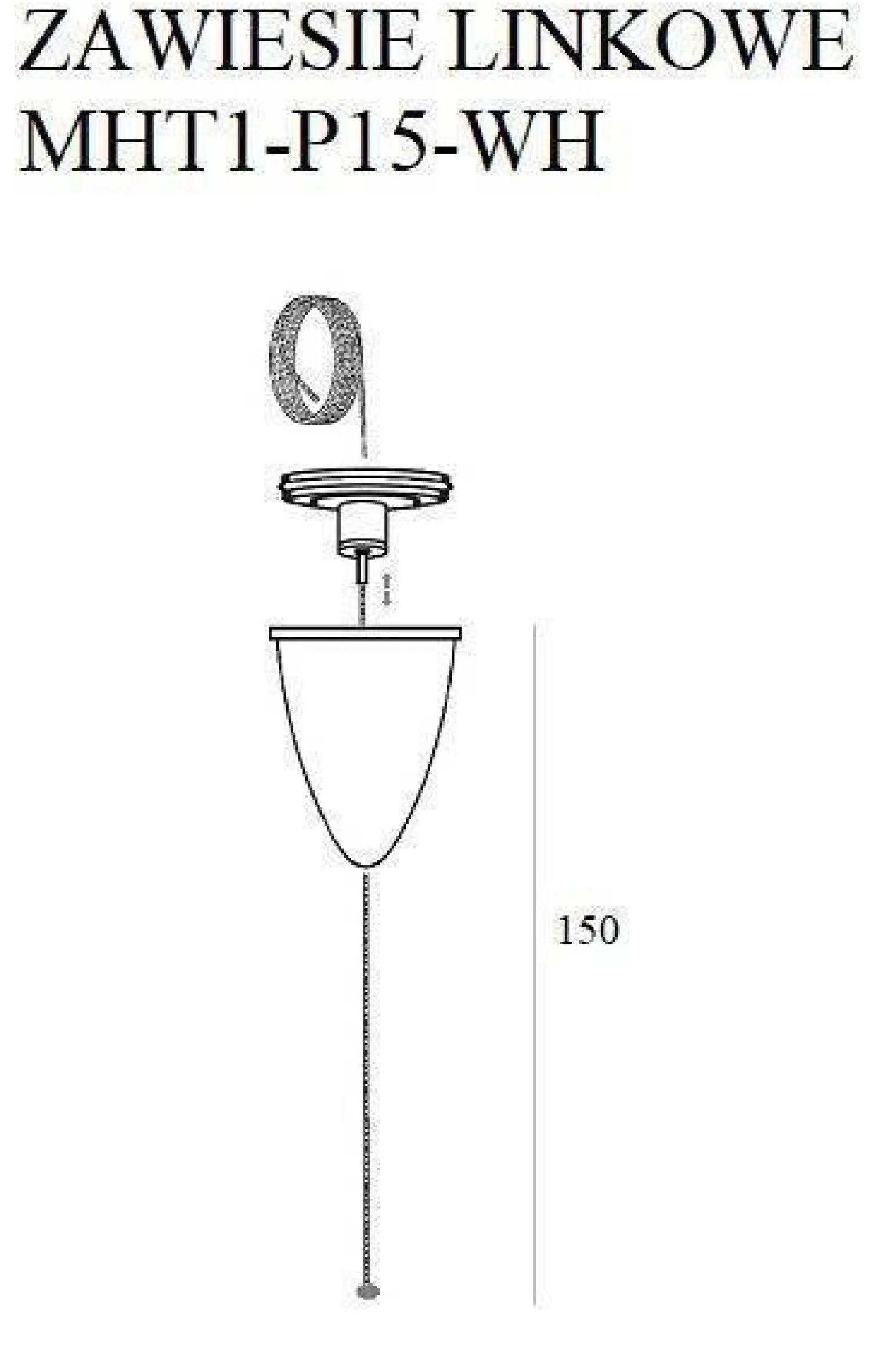 Zawiesie linkowe DOBAC TRACK 1.5 m białe z regulacją bez uchwytu (MHT1-P15-WH) - Maxlight