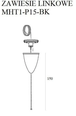 Zawiesie linkowe DOBAC TRACK 1.5 m czarne z regulacją bez uchwytu (MHT1-P15-BK) - Maxlight