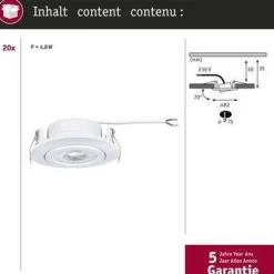Zestaw 20 oczek sufitowych EBL schw LED 20x4,8W 3000K ws m (PL99997) - PAULMANN