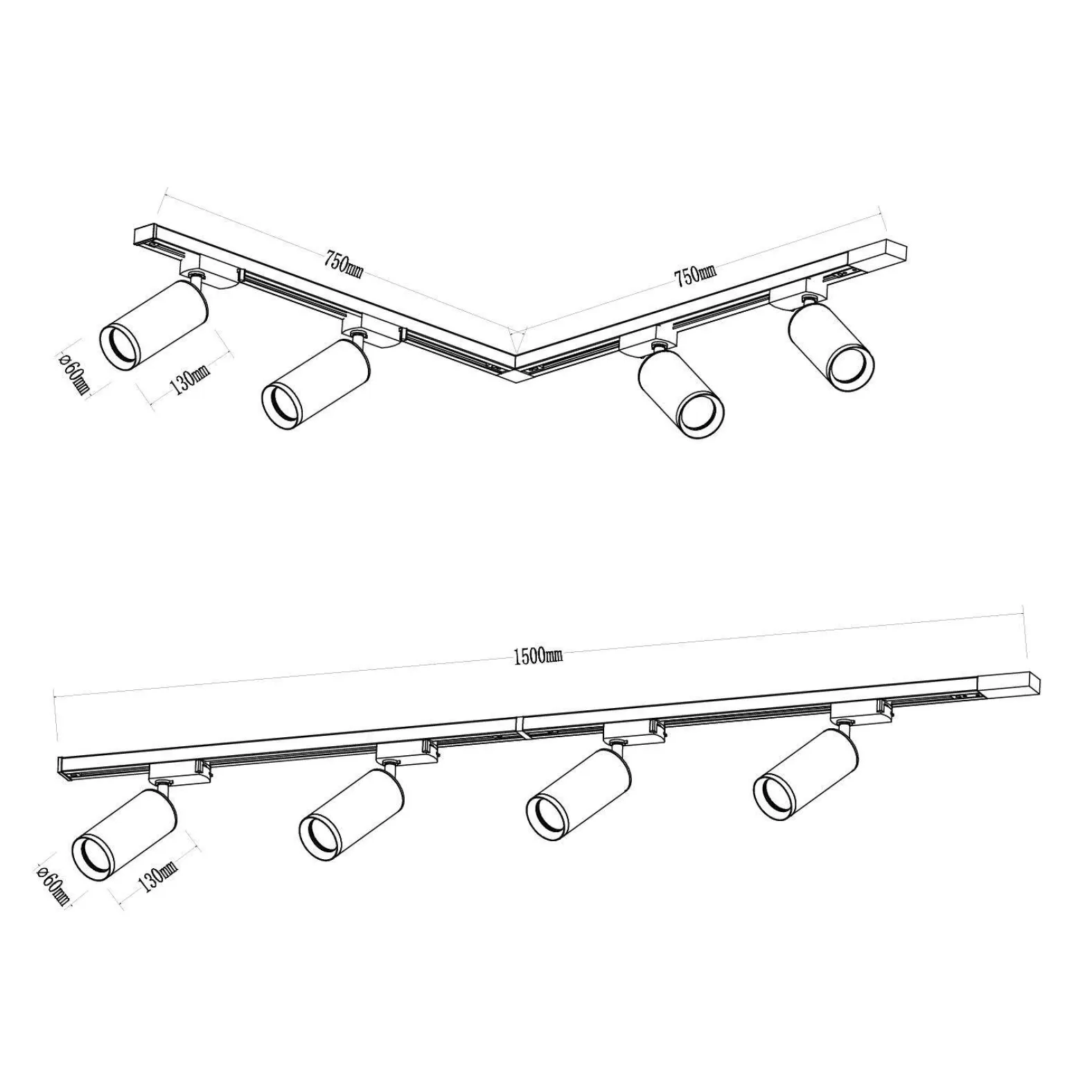 Zestaw Mica Track Czarny 4xGU10 1,5m (ML1150) - Milagro