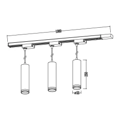 Zestaw Oprawa Pipe Ring Track Zwis Czarny 3xGU10 1m (ML2079) - Milagro
