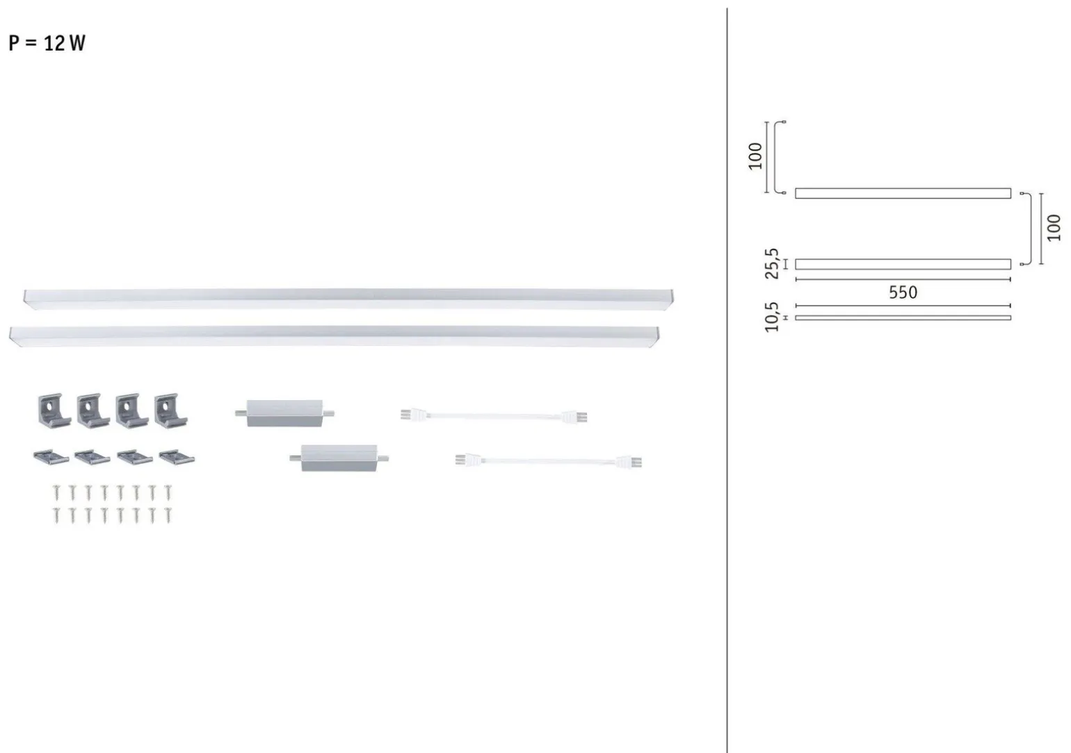 Zestaw uzupełniający opraw podszafkowych LED LINE DIM PIR 2x6W 2x500lm 550mm 2700K-6500K 24V biały matowy / aluminium (PL98623) - PAULMANN