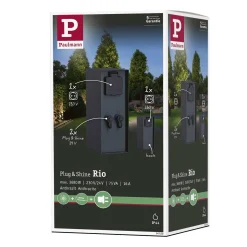 Zewnętrzna kolumna zasilająca RIO 2GN. 24V Plug & Shine + 2GN. 230V IP44 stal szlachetna antracyt (PL94700) - PAULMANN