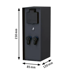 Zewnętrzna kolumna zasilająca RIO 2GN. 24V Plug & Shine + 2GN. 230V IP44 + czujnik zmierzchu stal szlachetna / antracyt (PL94701) - PAULMANN