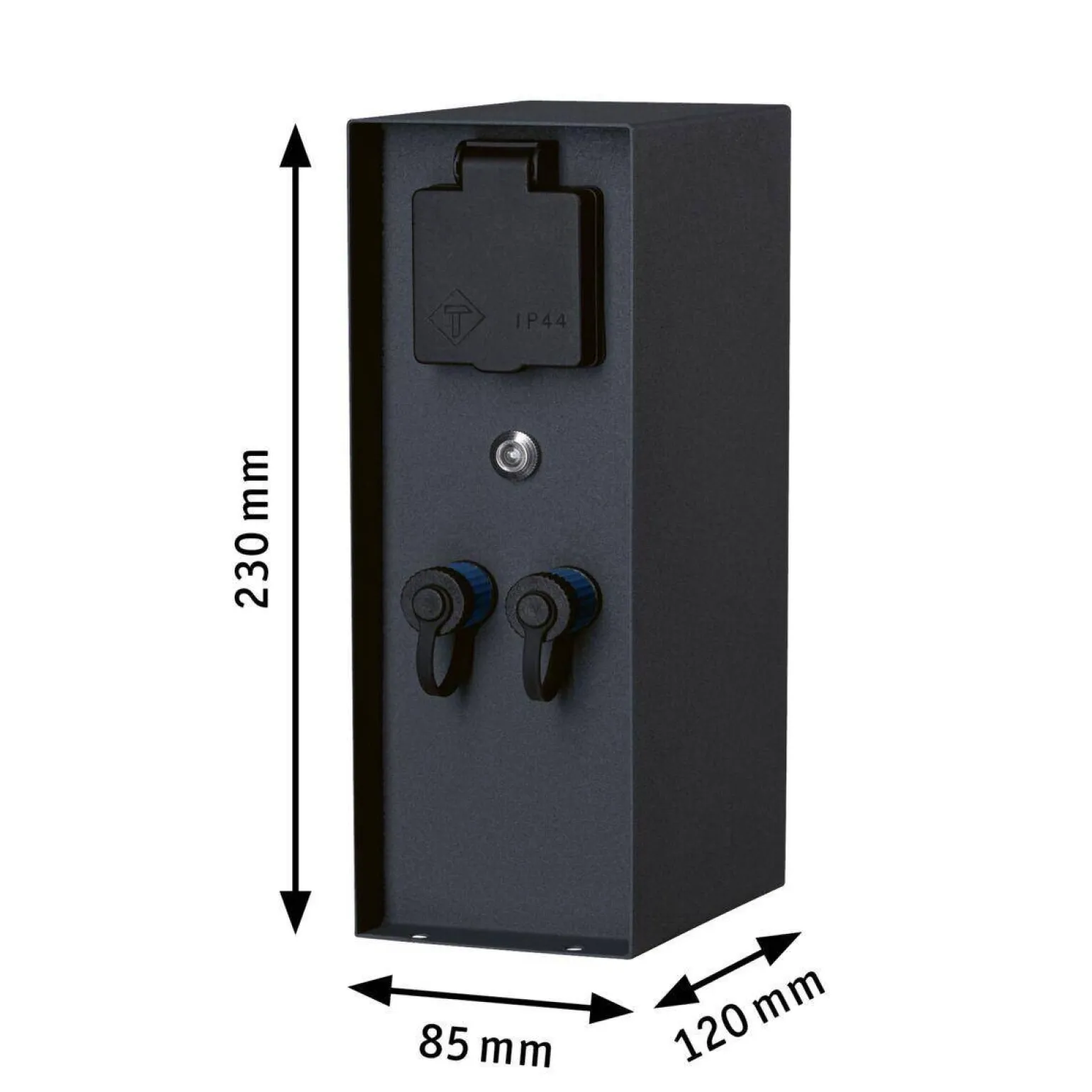 Zewnętrzna kolumna zasilająca RIO 2GN. 24V Plug & Shine + 2GN. 230V IP44 + czujnik zmierzchu stal szlachetna / antracyt (PL94701) - PAULMANN