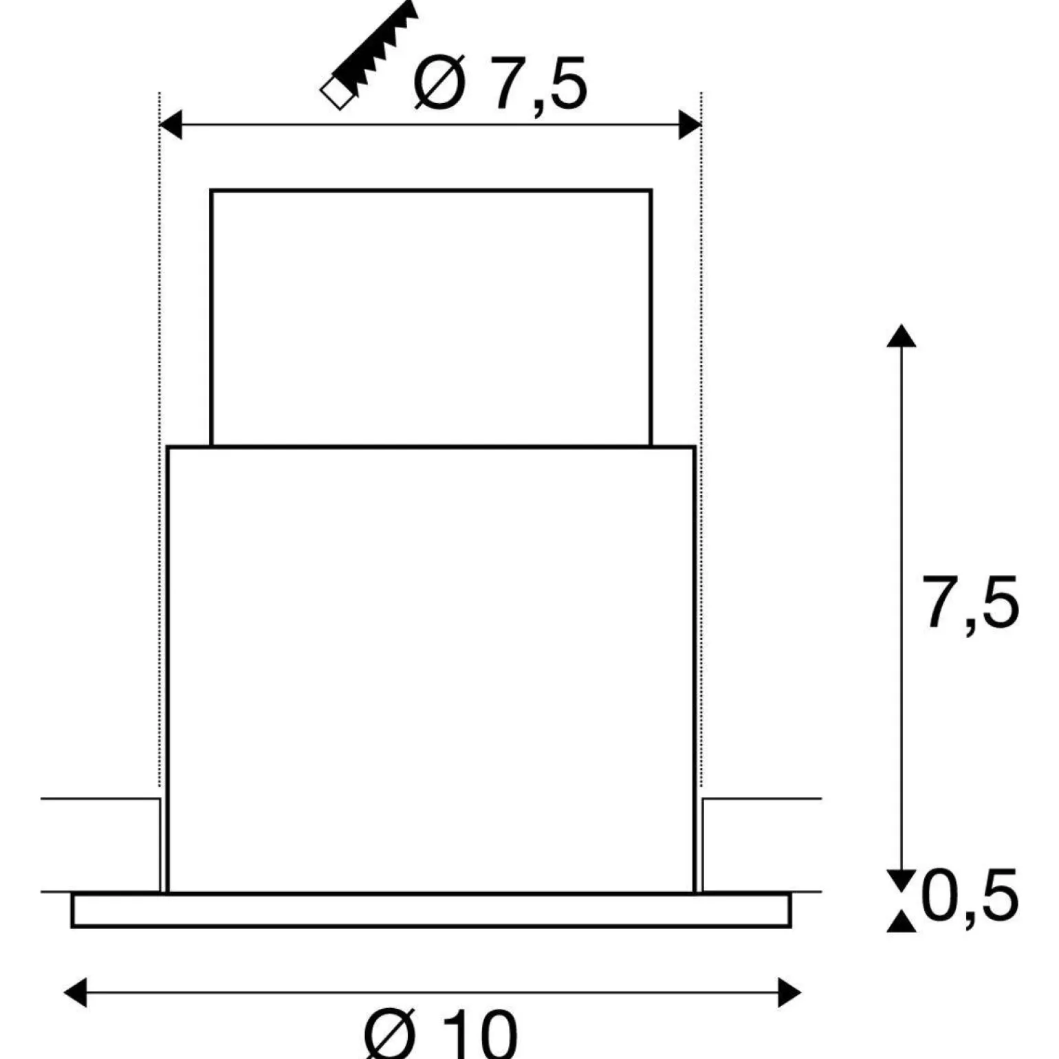 Zewnętrzna oprawa sufitowa wpuszczana VARU (1001930) - SLV