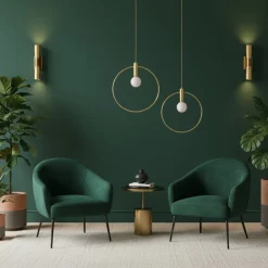 Złota lampa wisząca przy lustrze Bella 40 cm (DP0001A-400R) - Step into Design