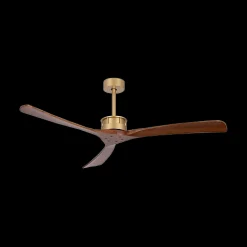 Złoty wentylator sufitowy z solidnym orzechowym wykończeniem (23002 Zambelis)